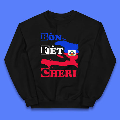 Bon Fet Cheri Haiti Map Kids Jumper
