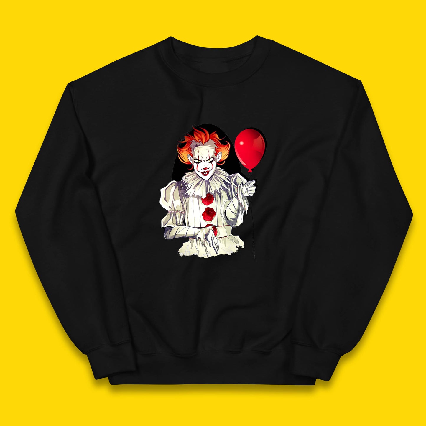 IT Pennywise Clown Holding Balloon Halloween Evil Pennywise Clown Costume Horror Movie Serial Killer Kids Jumper