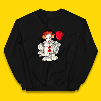 IT Pennywise Clown Holding Balloon Halloween Evil Pennywise Clown Costume Horror Movie Serial Killer Kids Jumper