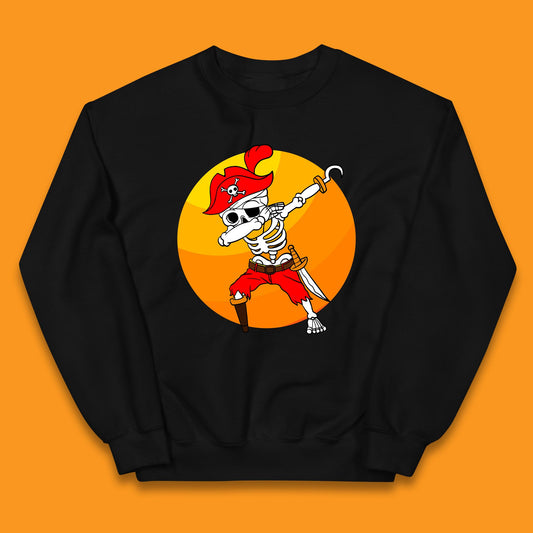 Dabbing Pirate Skeleton Halloween Jolly Roger Funny Halloween Costume Kids Jumper