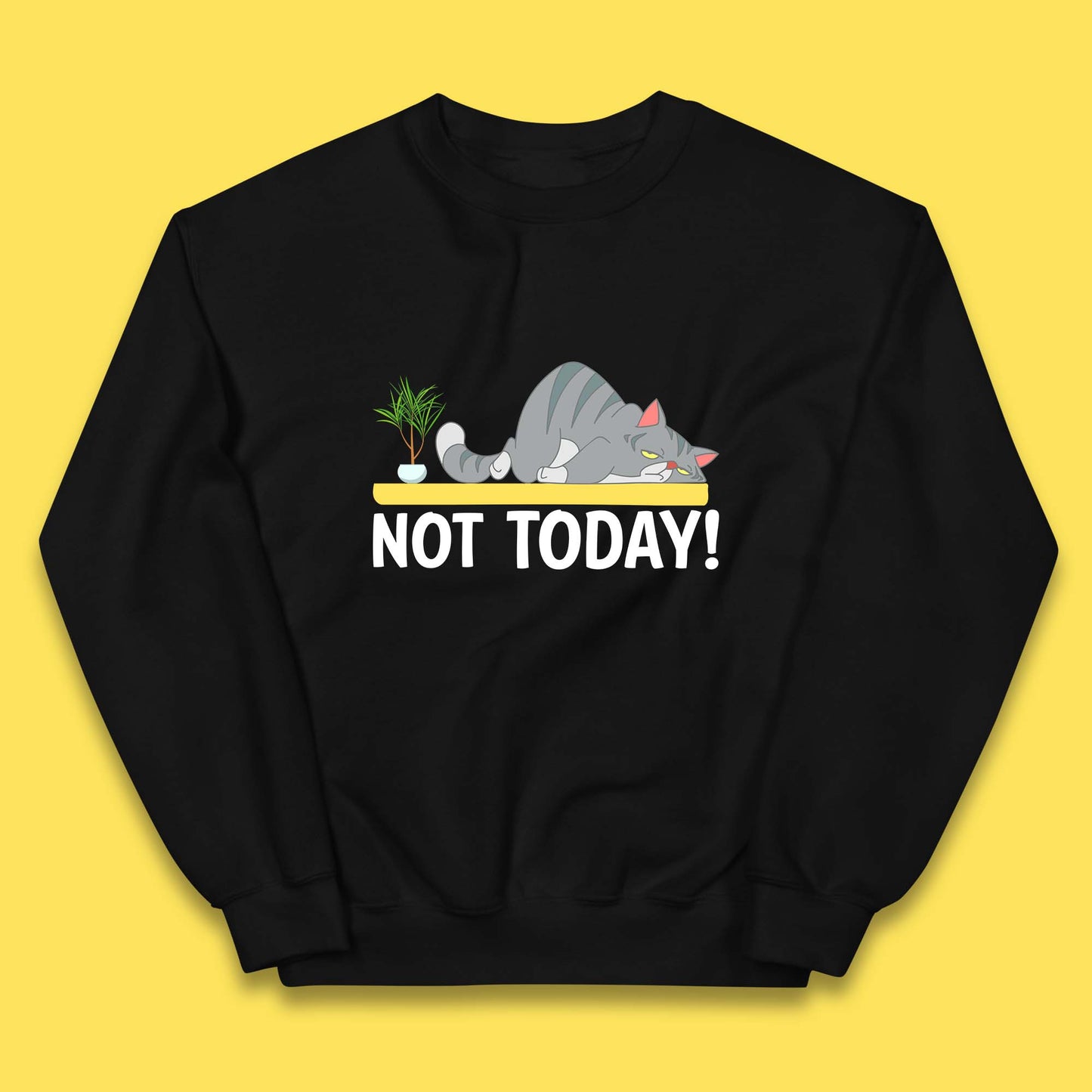 Not Today Cat Funny Kitten Lazy Cats Sleepy Cat Lover Kids Jumper