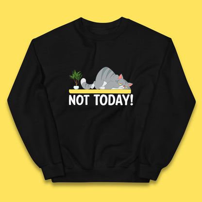Not Today Cat Funny Kitten Lazy Cats Sleepy Cat Lover Kids Jumper