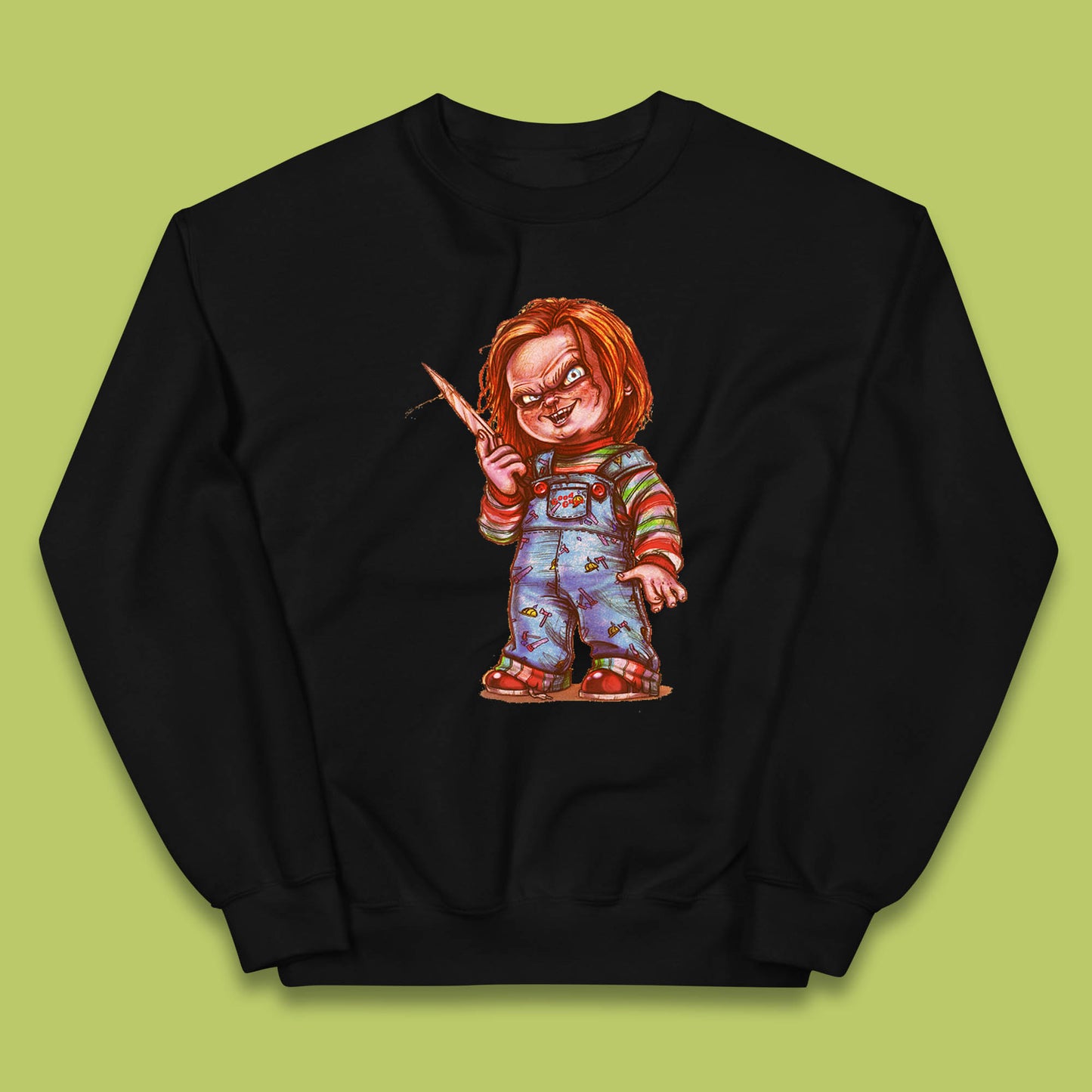 The Horror Movie Character Chucky With Knife Serial Killer Halloween Horror Movie Inspired Chucky Kids Jumper