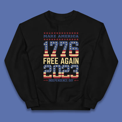 Make America Free Again 1776-2023 Independence Day Funny Free Speech Kids Jumper