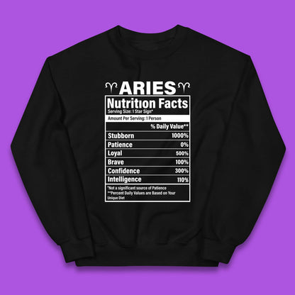 Aries Nutrition Fact Kids Jumper