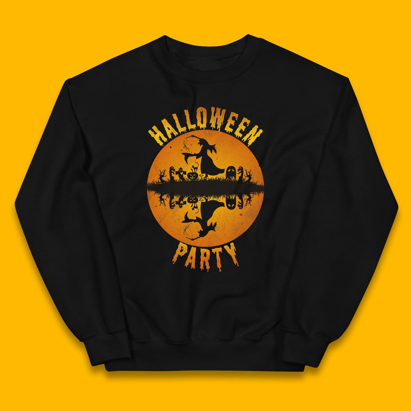 Halloween Party Flying Witch Horror Scary Spooky Season Scary Boo With Full Moon Kids Jumper