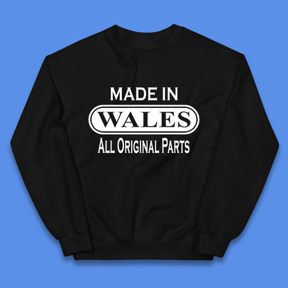 Made In Wales All Original Parts Vintage Retro Birthday Country In United Kingdom UK Constituent Country Gift Kids Jumper