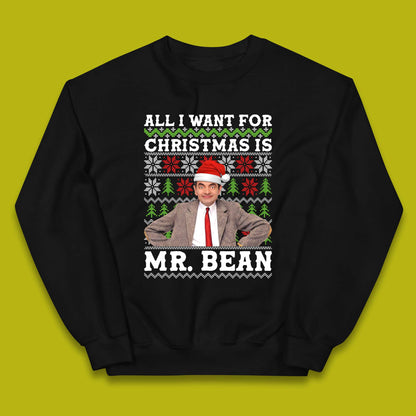 Want Mr Bean For Christmas Kids Jumper
