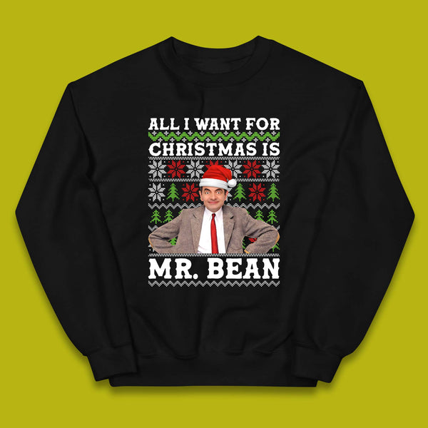 Want Mr Bean For Christmas Kids Jumper