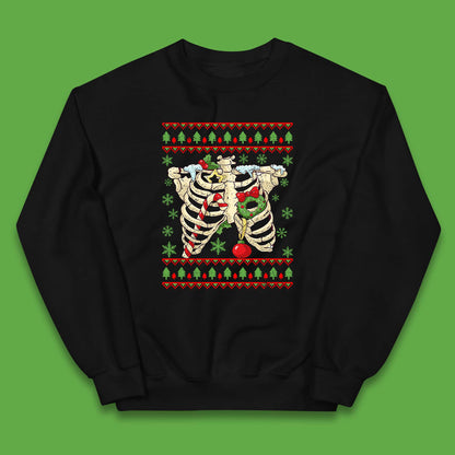 Christmas Ribs Skeleton Kids Jumper