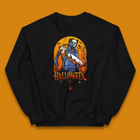Halloween Michael Myers Holding Bloody Knife Halloween Serial Killer Horror Movie Character Kids Jumper