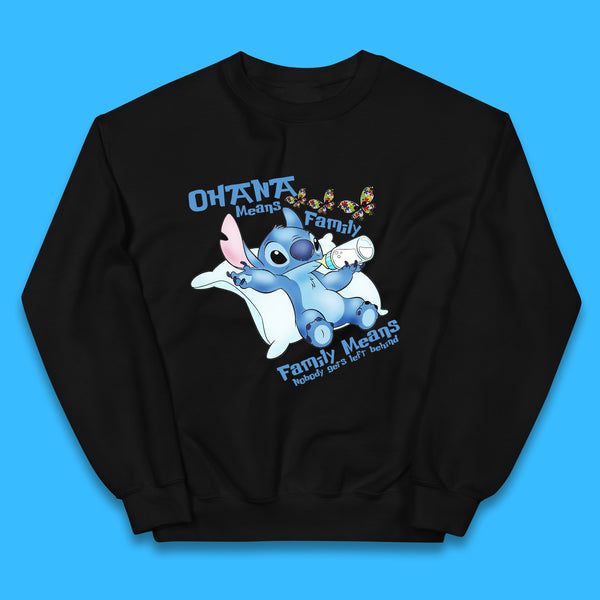 Disney Ohana Means Family, Family Means Nobody Gets Left Behind Ohana Lilo & Stitich Stitch Drinking Milk Form Feeder Autism Awareness Kids Jumper