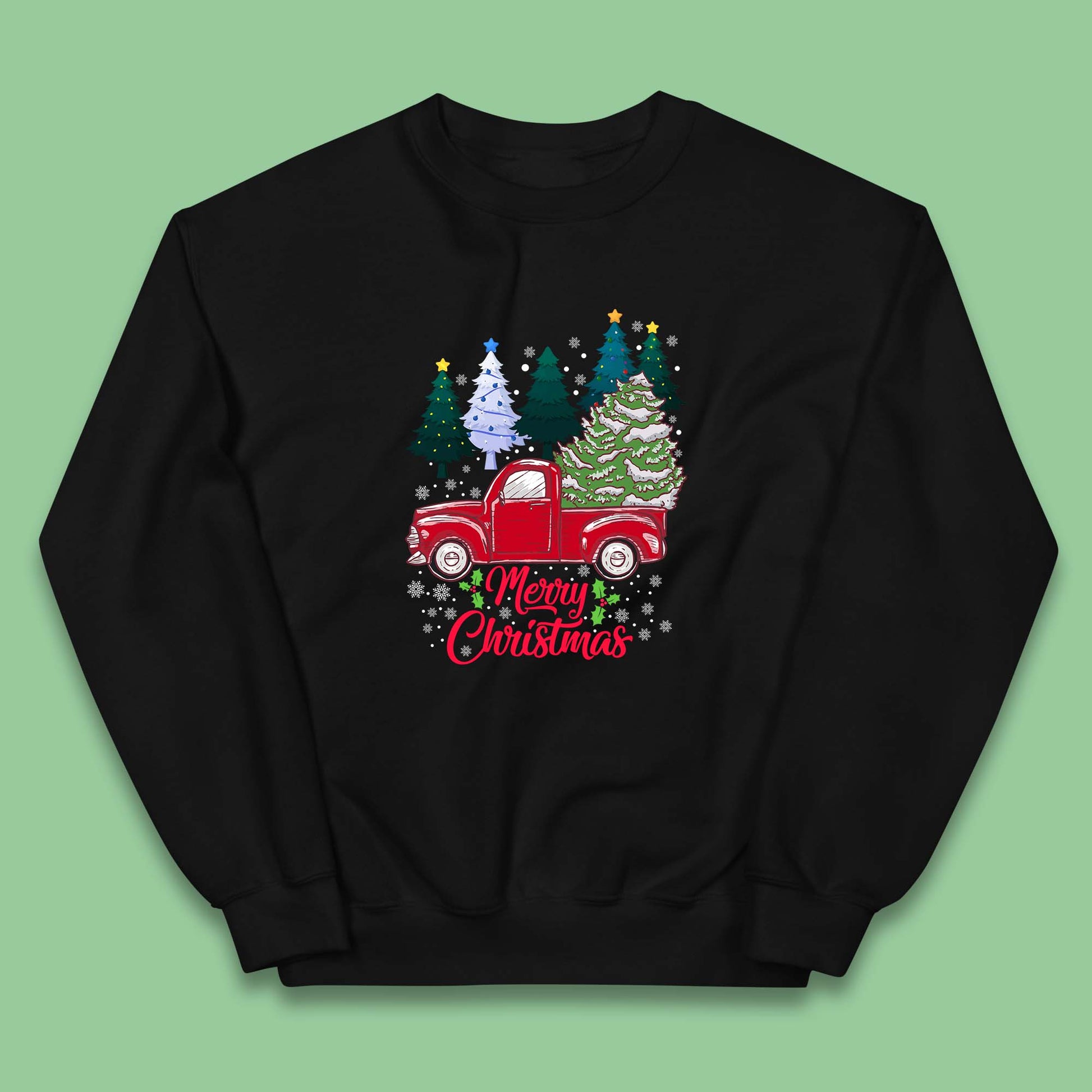 merry christmas red retro truck jumper