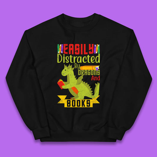 Easily Distracted By Dragons & Books Kids Jumper