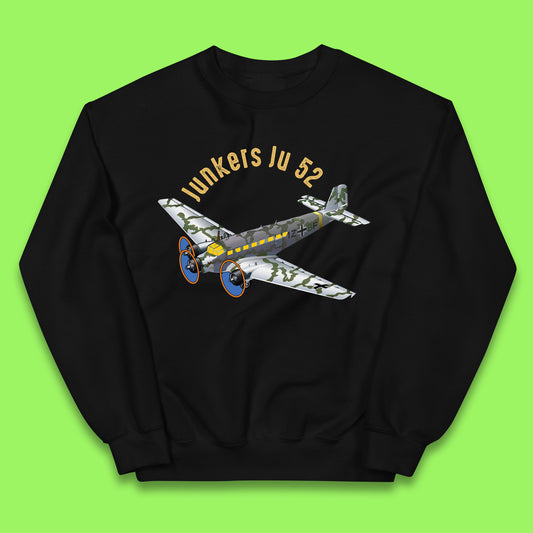 Junkers Ju 52 Transport Aircraft Medium Bomber Airliner Vintage Retro Fighter Jets World War II Remembrance Day Royal Air Force Kids Jumper
