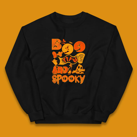Boo Tiful and Spooky Halloween Horror Scary Boo Ghost Spooky Season Kids Jumper
