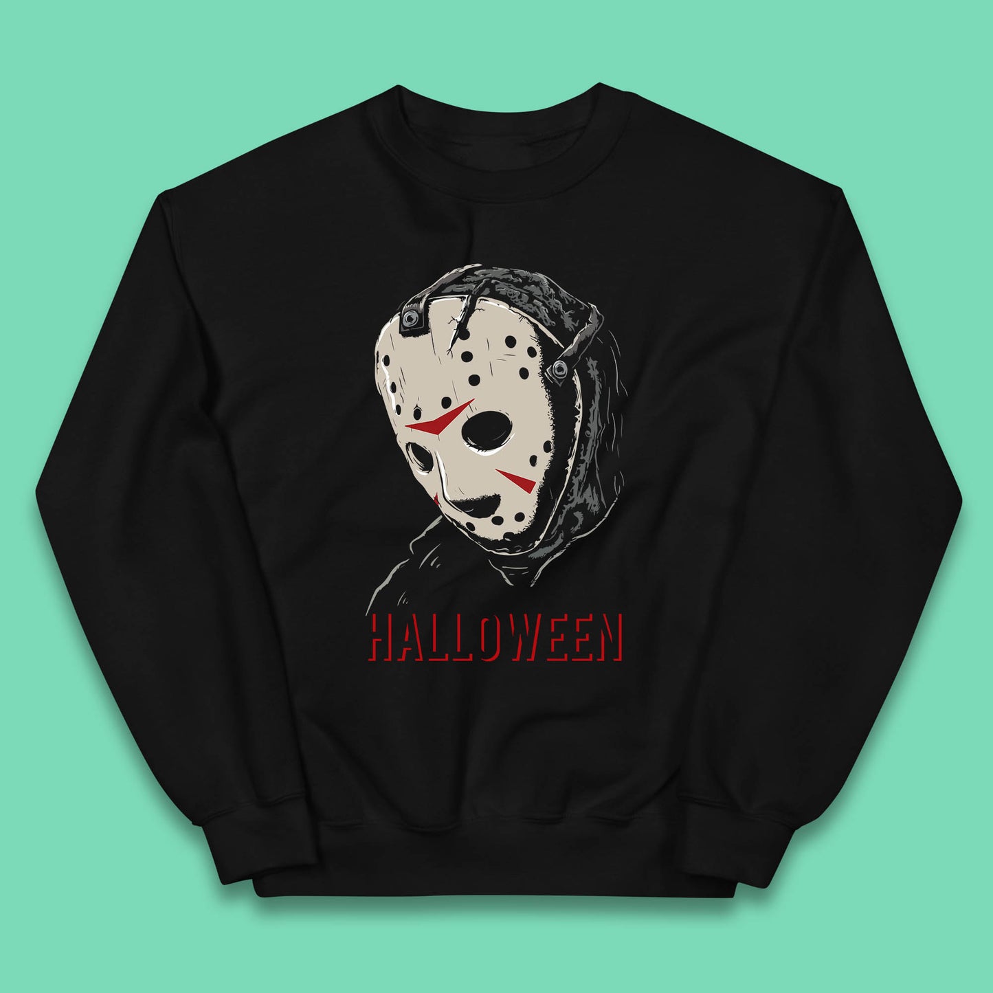 Jason Voorhees Face Mask Halloween Friday The 13th Horror Movie Character Kids Jumper