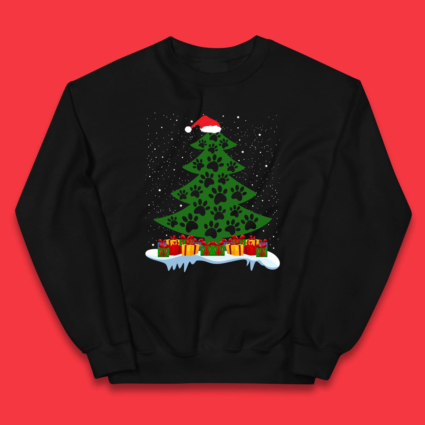 christmas tree with paw prints of dogs jumper
