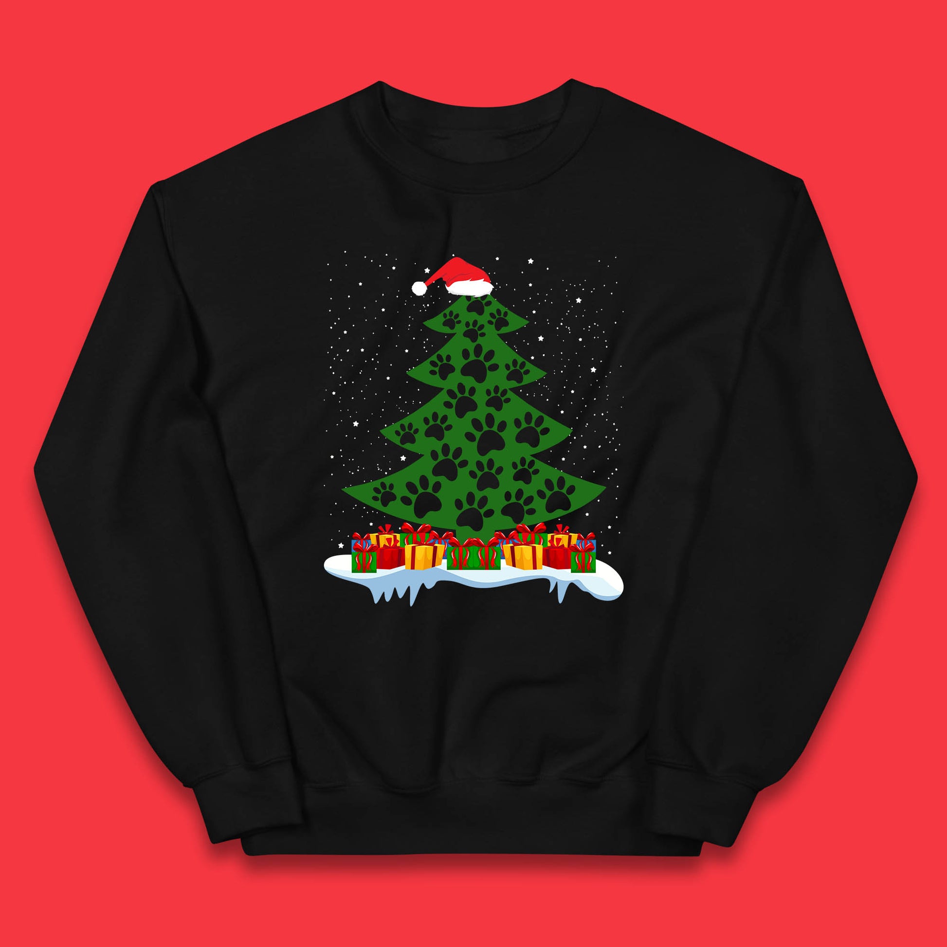 christmas tree with paw prints of dogs jumper