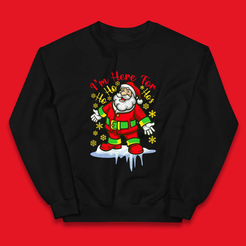 I'm Here For The Ho Ho Ho's Santa Claus Merry Christmas Holiday Season Xmas Kids Jumper