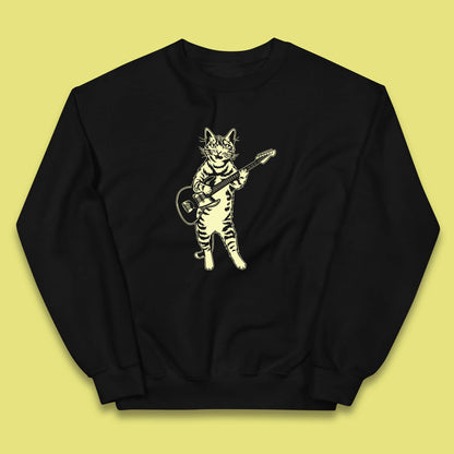 Rock Cat Playing Guitar Musician Guitarist Cat Music Lovers Kids Jumper