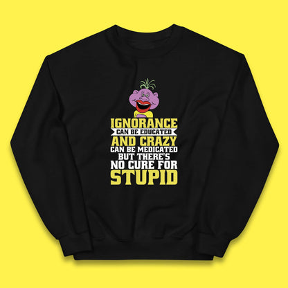 Ignorance Can Be Educated And Crazy Can Be Medicated But There's No Cure For Stupid Anonymous Quote Kids Jumper