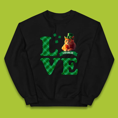 Personalised Love St. Patrick's Cat Kids Jumper
