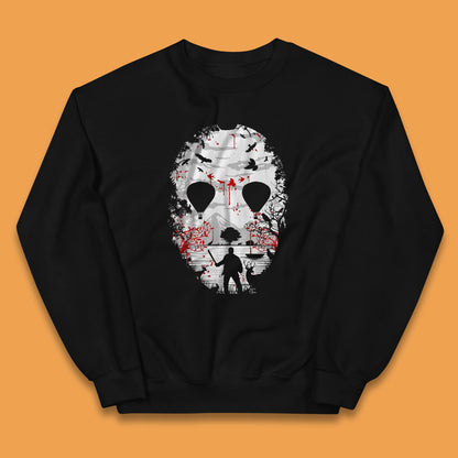 Crystal Lake Jason Voorhees Face Mask Halloween Friday The 13th Horror Movie Kids Jumper