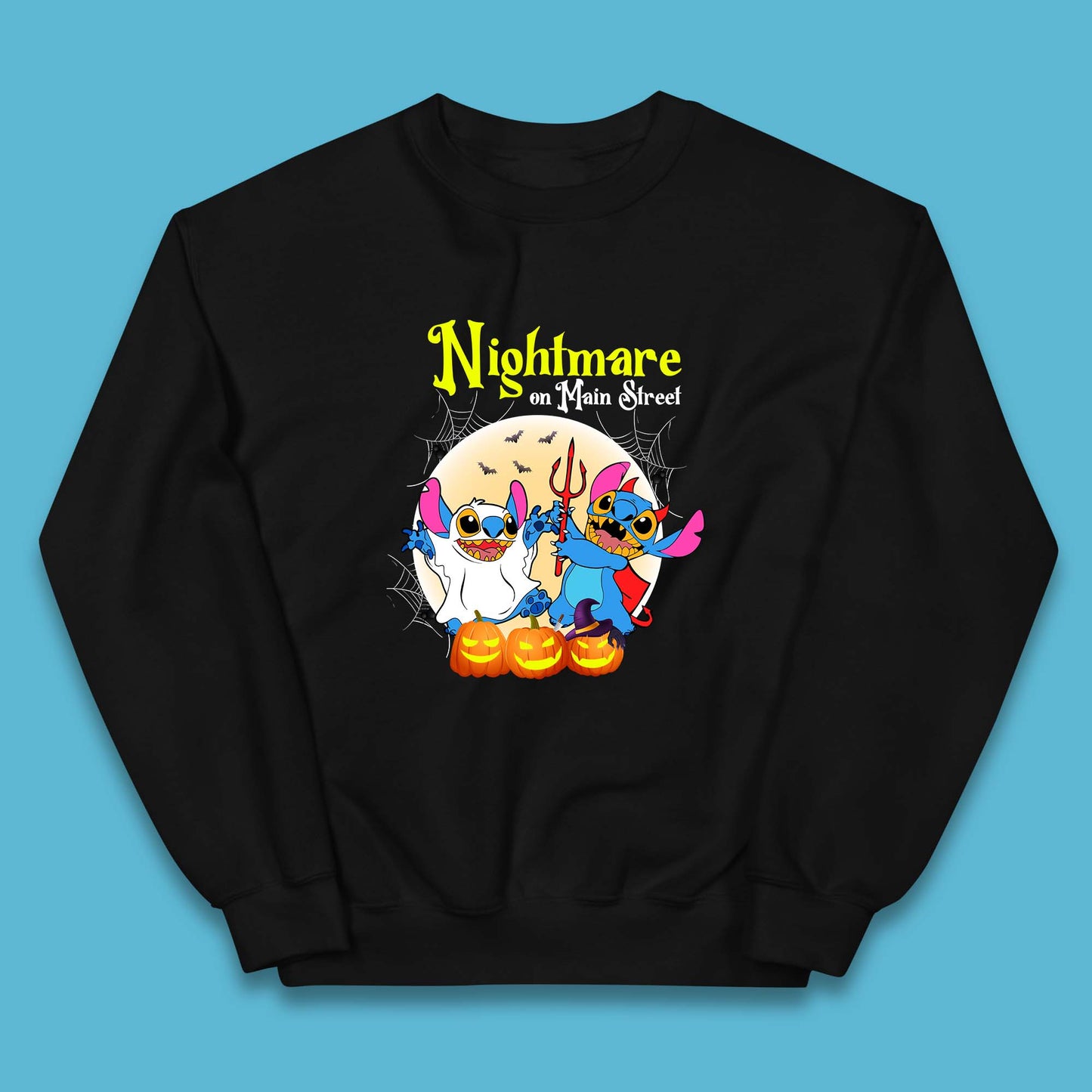Nightmare On Main Street Vintage Stitch Halloween Devil Ghost Stitch Disney Halloween Lilo & Stitch Disney Trip Kids Jumper