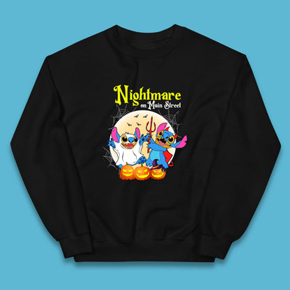 Nightmare On Main Street Vintage Stitch Halloween Devil Ghost Stitch Disney Halloween Lilo & Stitch Disney Trip Kids Jumper