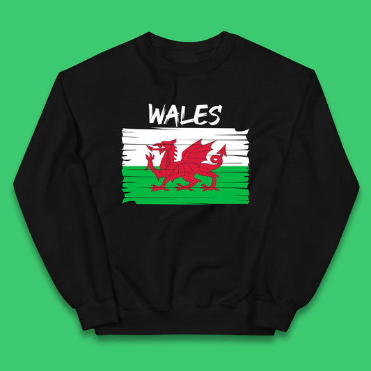 Welsh Dragon Flag Of Wales Saint Welsh Sant Dewi St. David's Day Dragon Flag Kids Jumper