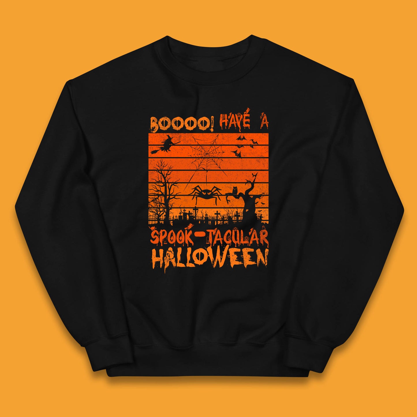 Booo Have A Spook Tacular Halloween Graveyards With Dead Tree Horror Scary Kids Jumper