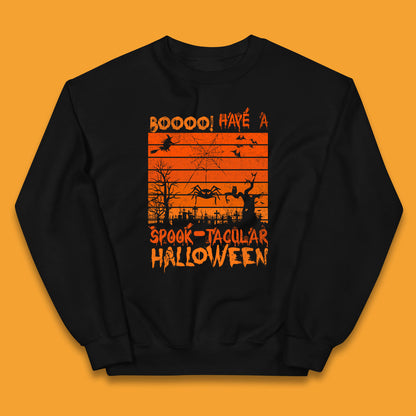 Booo Have A Spook Tacular Halloween Graveyards With Dead Tree Horror Scary Kids Jumper