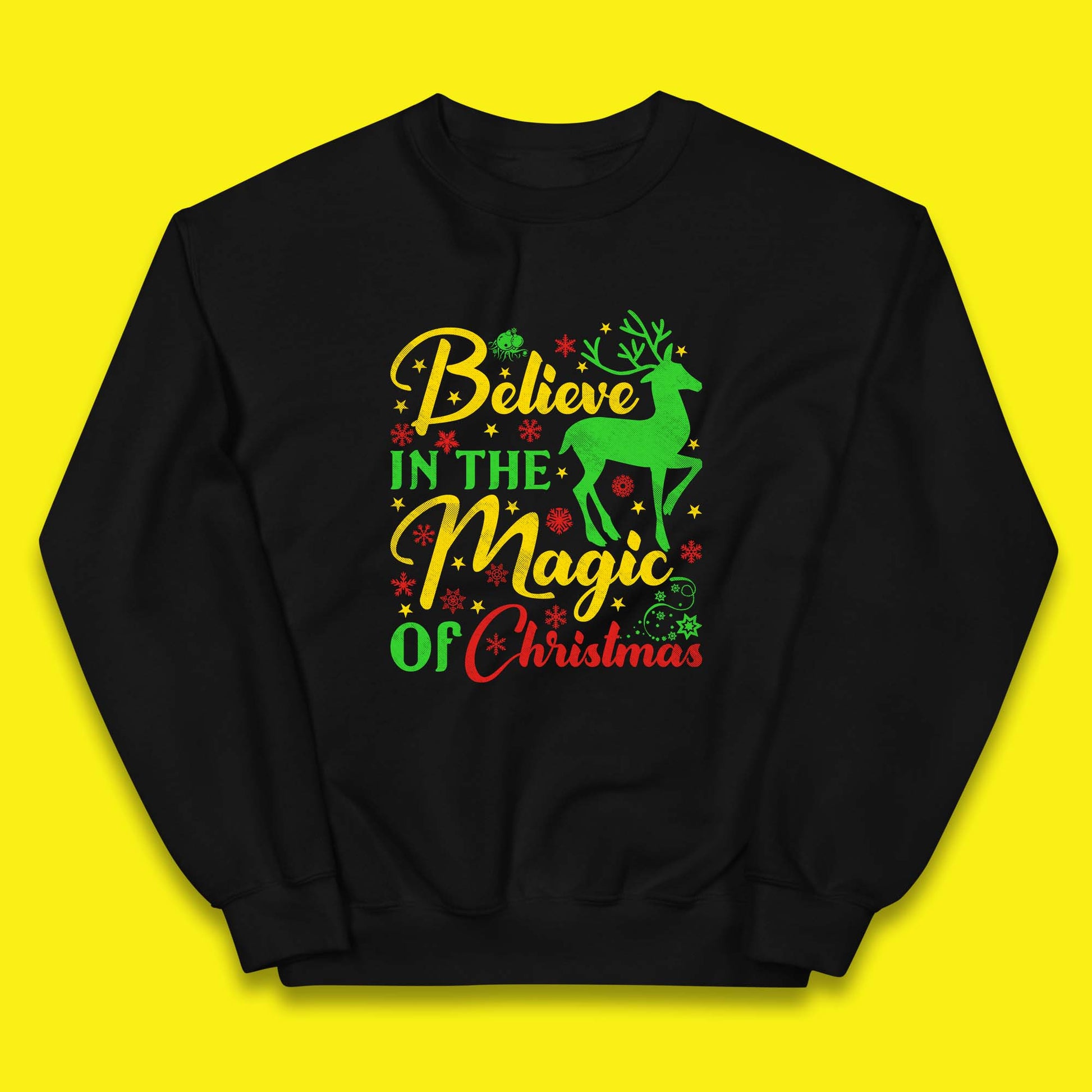 believe in the magic of christmas reindeer jumper