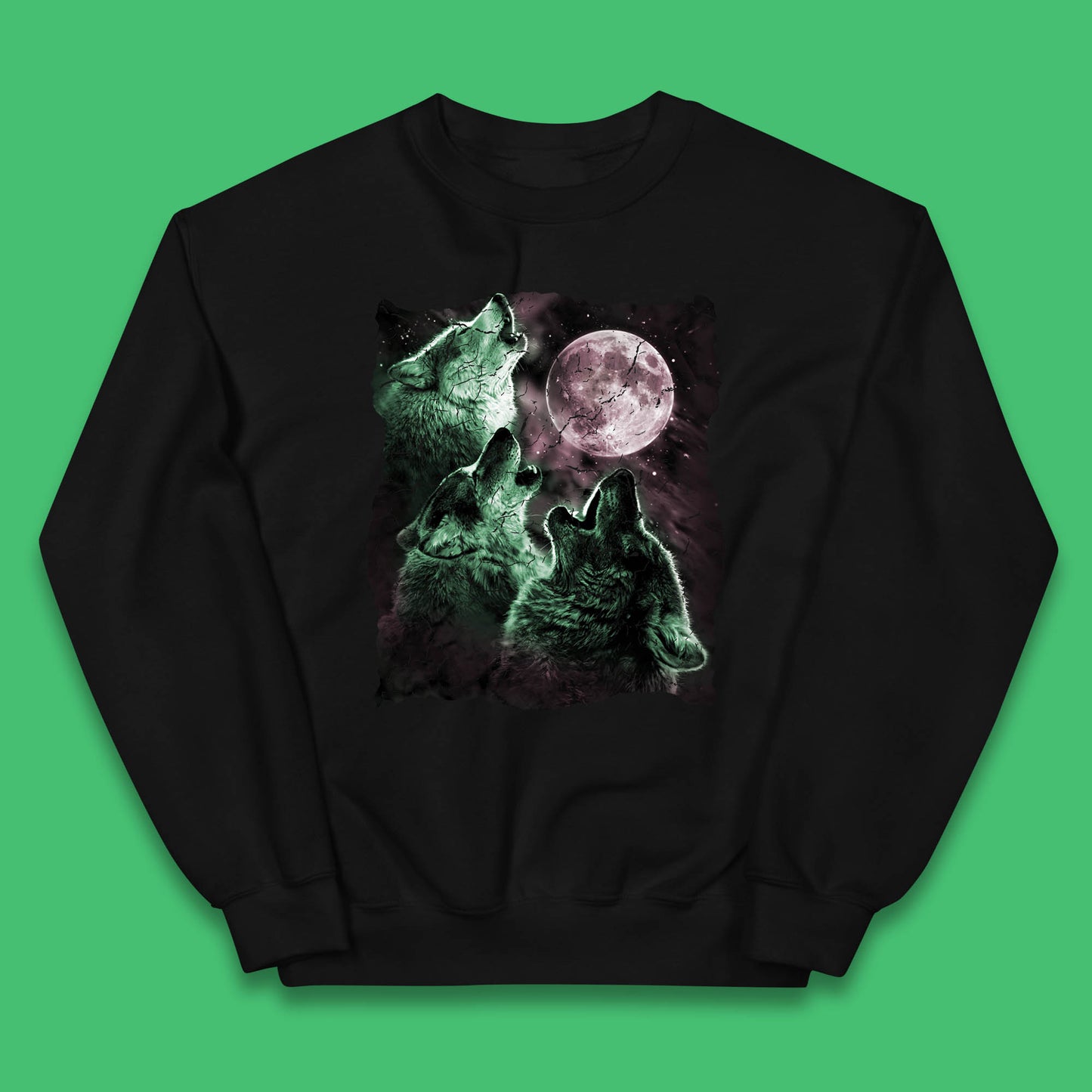 Three Wolf Howling At Moon Wild Free Wolves Three Wolf Dog Animal The Mountain Kids Jumper