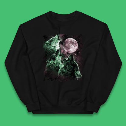 Three Wolf Howling At Moon Wild Free Wolves Three Wolf Dog Animal The Mountain Kids Jumper
