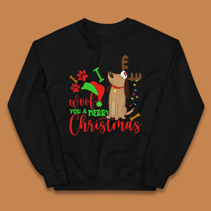 I Woof You A Merry Christmas Kids Jumper