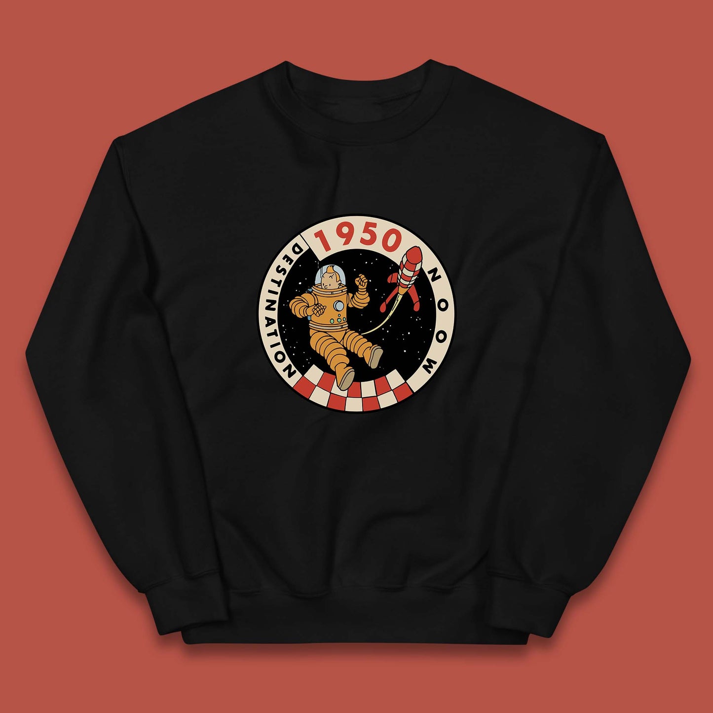 Destination Moon 1950 Astronaut Tintin The Lunar Rocket Retro Comic Space Adventure Kids Jumper