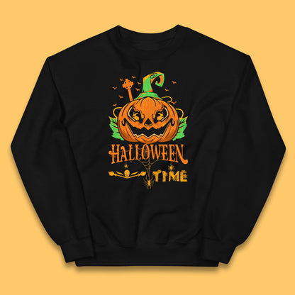 Halloween Time Scary Face Jack O Lantern Horror Pumpkin Halloween Scary Night Kids Jumper