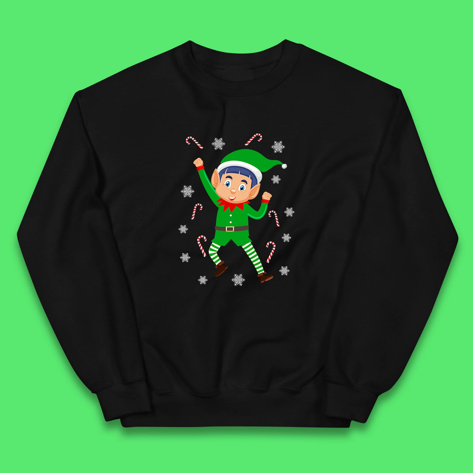 christmas elf cartoon jumper