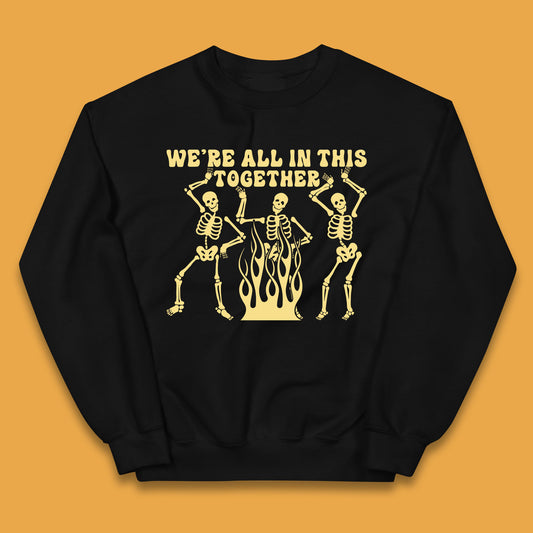 We're All In This Together Dancing Skeletons Halloween Day Spooky Season Kids Jumper