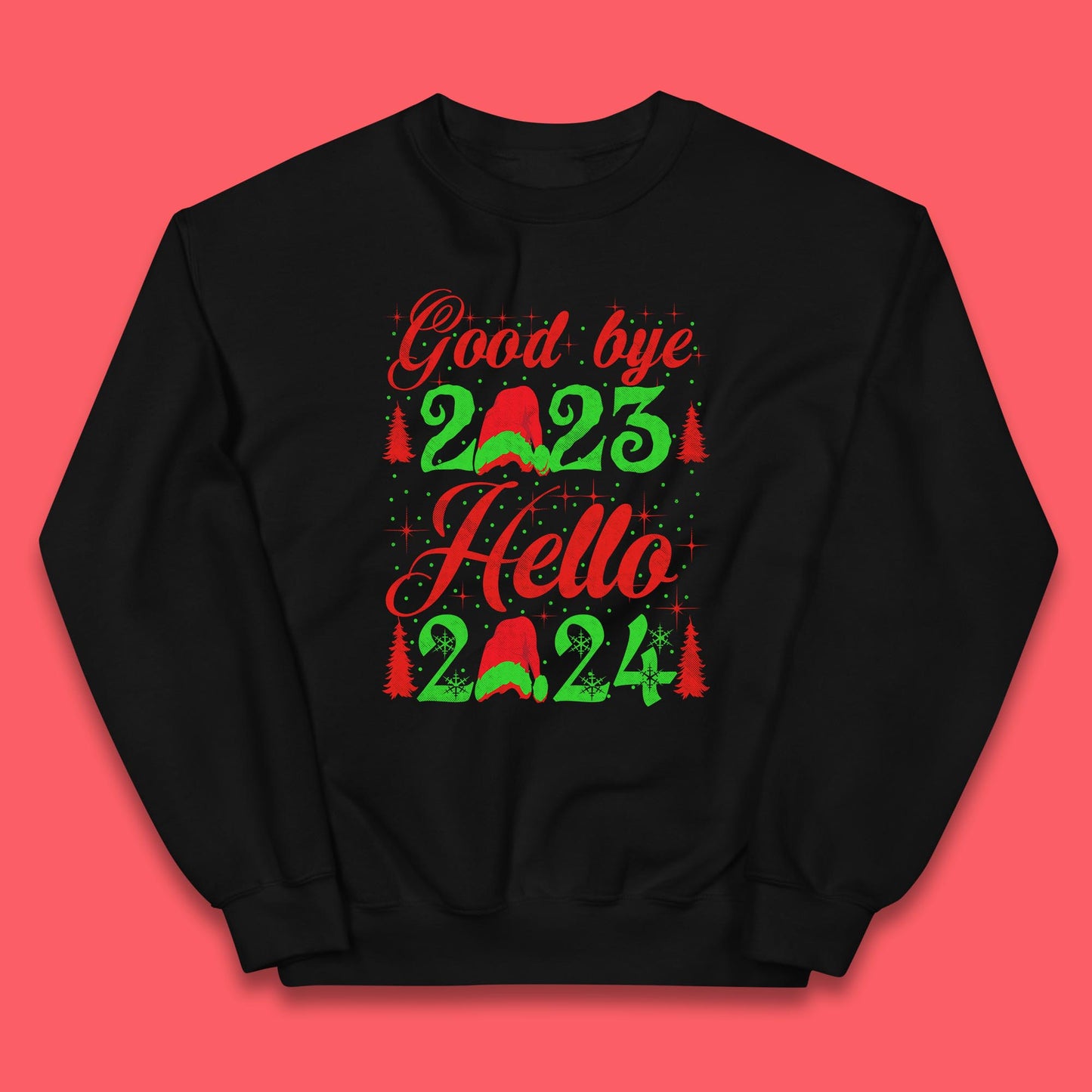 Good Bye 2023 Hello 2024 Merry Christmas Happy New Year Xmas Festive Celebration Kids Jumper