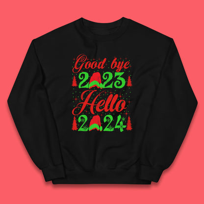 Good Bye 2023 Hello 2024 Merry Christmas Happy New Year Xmas Festive Celebration Kids Jumper