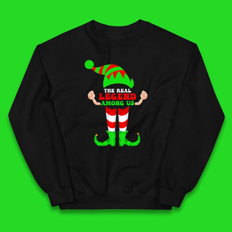 The Real Legend Among Us Elf Christmas Funny Matching Costume Xmas Elves Kids Jumper