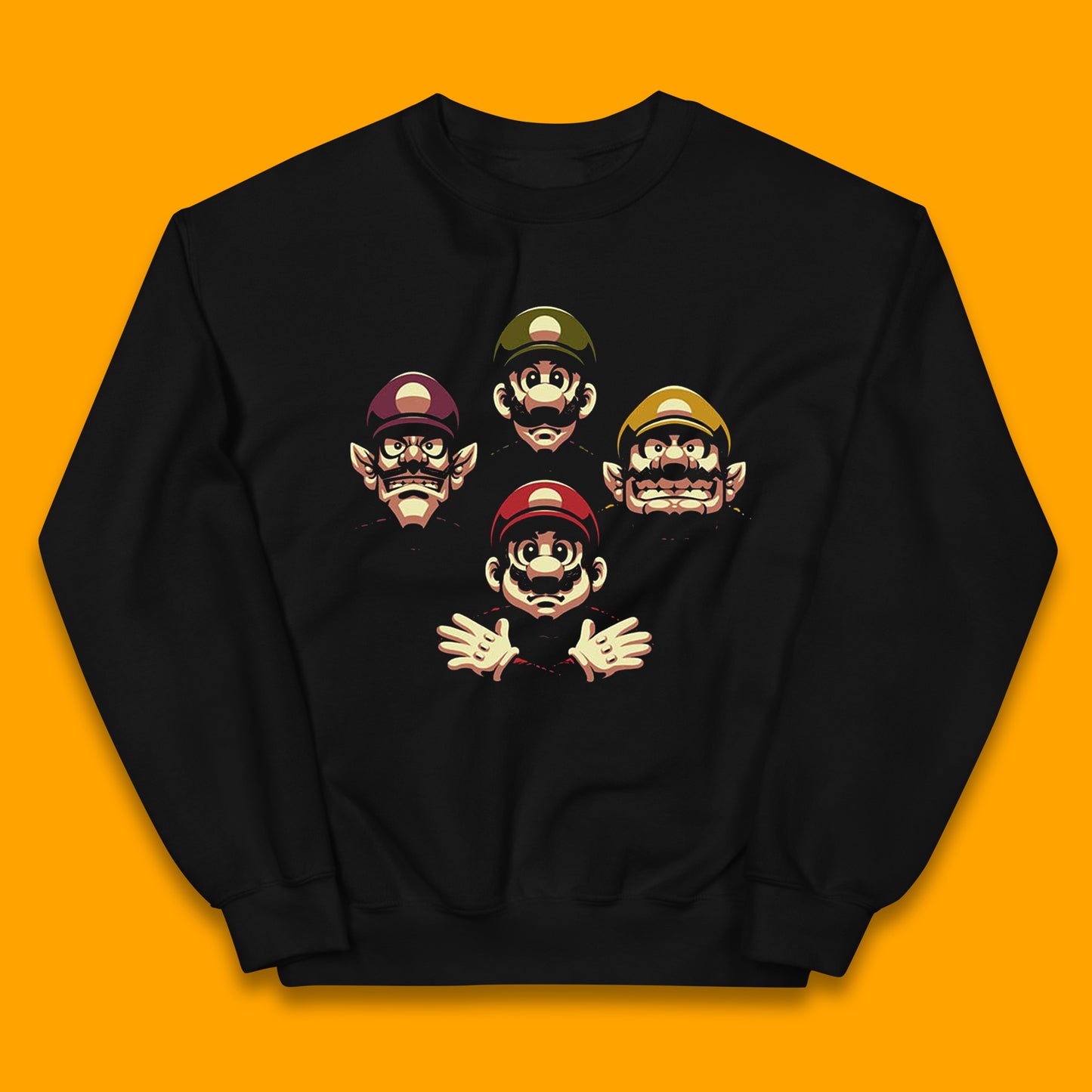 Mario Characters Funny Old Faces Super Mario, Luigi, Wario And Waluigi Game Players Mario Bro Toad Retro Gaming Kids Jumper