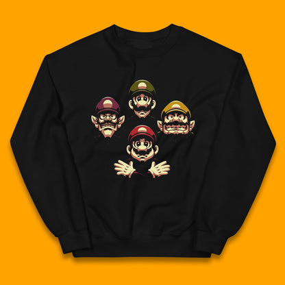 Mario Characters Funny Old Faces Super Mario, Luigi, Wario And Waluigi Game Players Mario Bro Toad Retro Gaming Kids Jumper