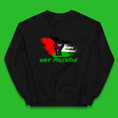 Save Palestine Freedom Protest Fist Palestine Flag Stand With Palestine Support Palestine Kids Jumper