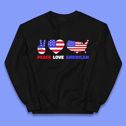 Peace Love American Patriotic USA Flag America Pride Freedom Kids Jumper