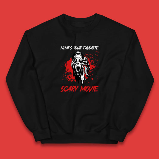 What's Your Favorite Scary Movie Halloween Scream Ghost Face Horror Movie Kids Jumper