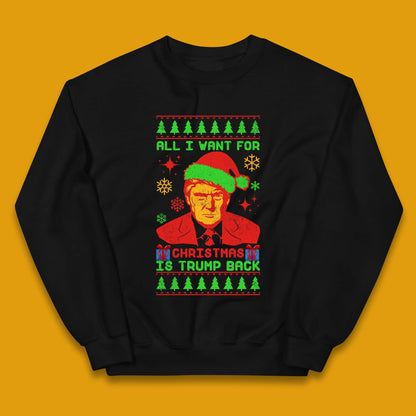Trump Back Christmas Kids Jumper